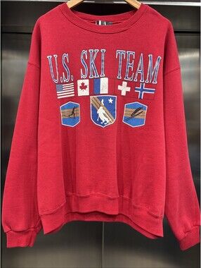 Vintage 90’s Mens Red Us Ski Team Crewneck Sweater